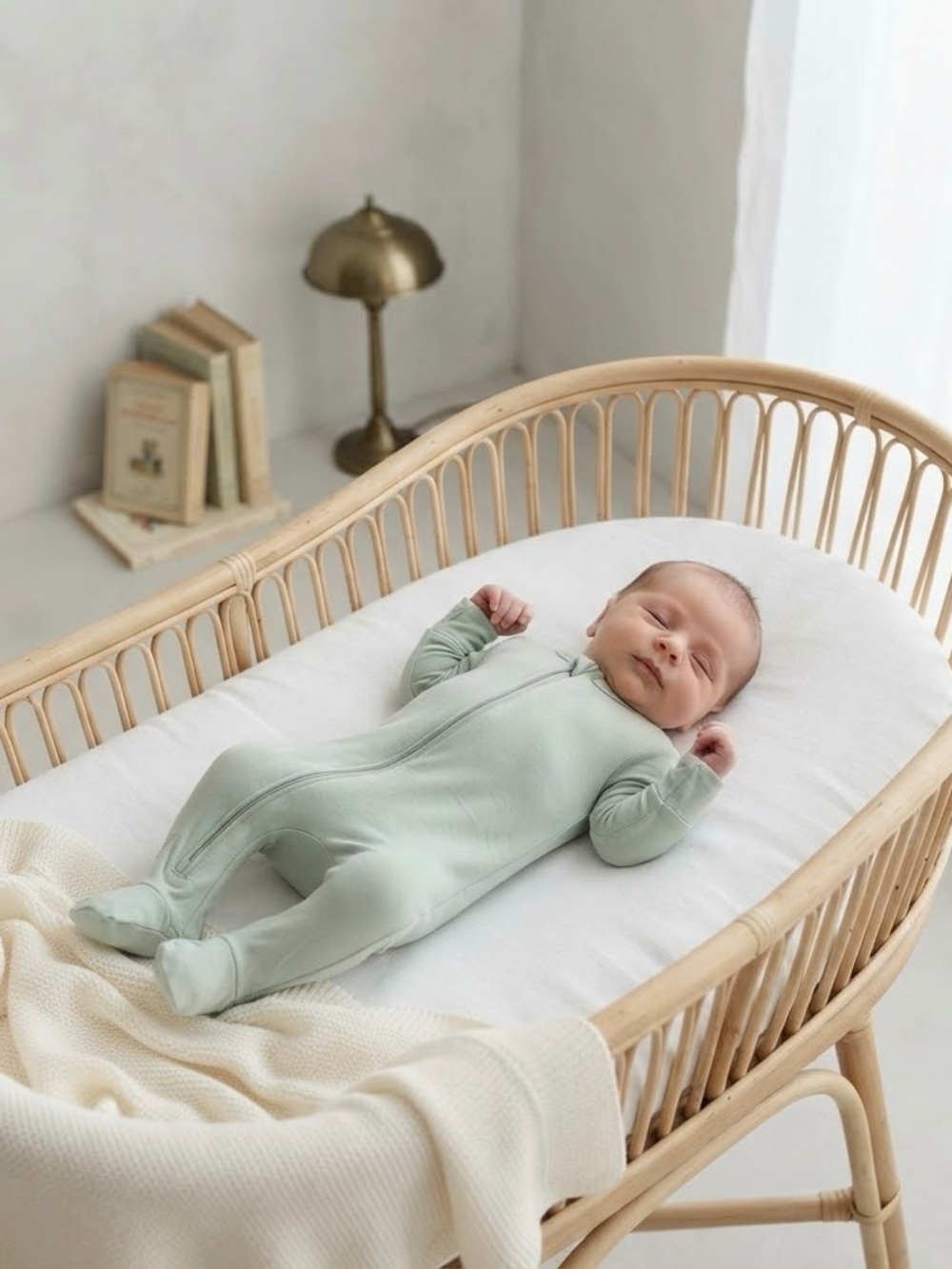 Cloud Island Lime Green Long Sleeve Bamboo 2-Way Zipper Footed Sleeper